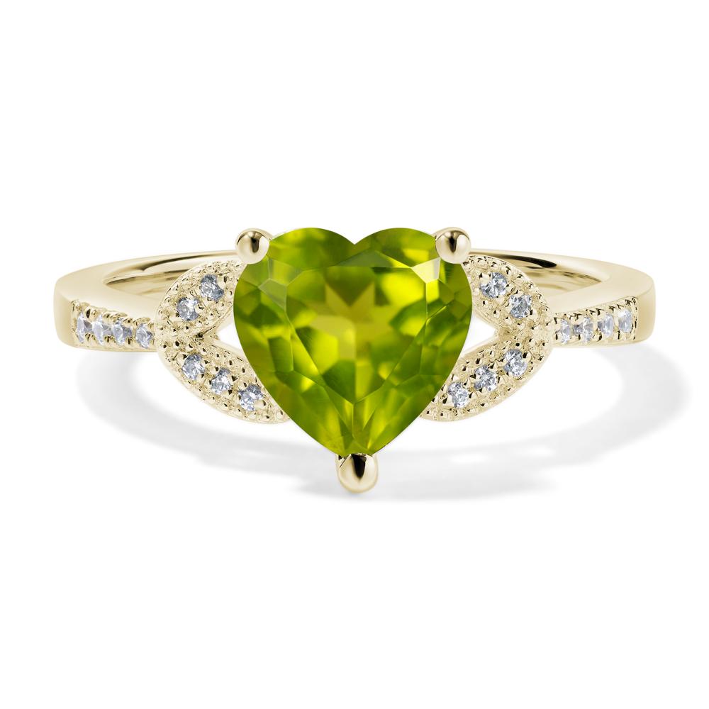 Heart Shaped Peridot Engagement Ring - LUO Jewelry #metal_14k yellow gold