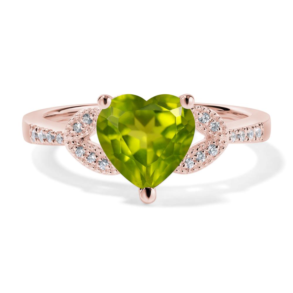 Heart Shaped Peridot Engagement Ring - LUO Jewelry #metal_18k rose gold