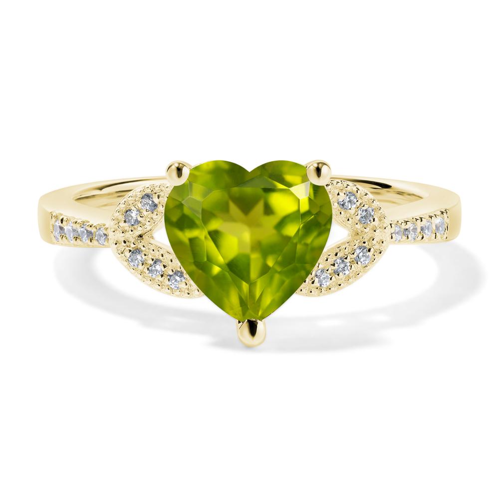 Heart Shaped Peridot Engagement Ring - LUO Jewelry #metal_18k yellow gold
