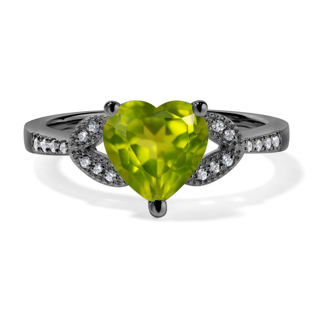Heart Shaped Peridot Engagement Ring - LUO Jewelry #metal_black finish sterling silver