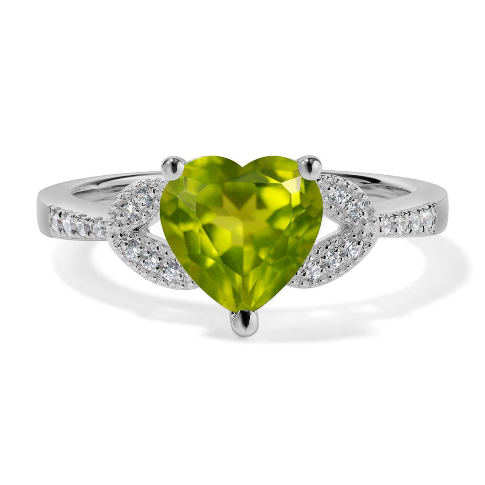 Heart Shaped Peridot Engagement Ring - LUO Jewelry #metal_platinum