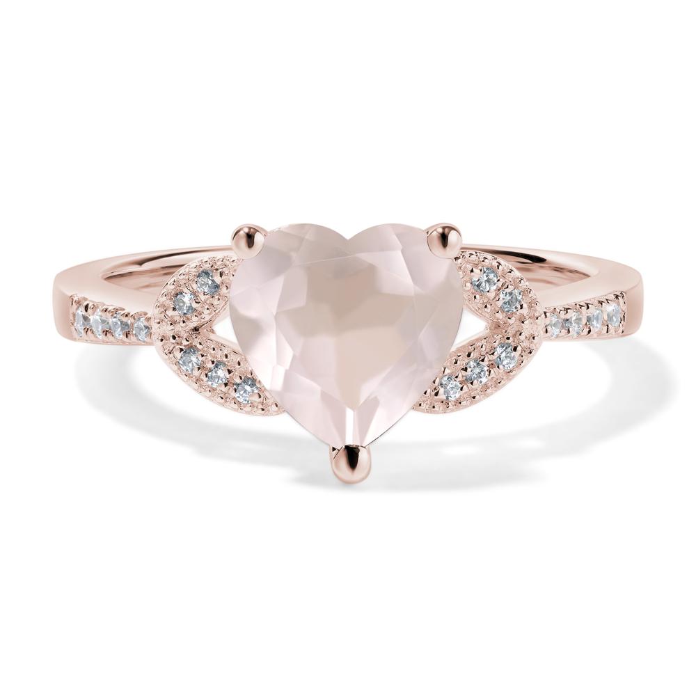 Heart Shaped Rose Quartz Engagement Ring - LUO Jewelry #metal_14k rose gold