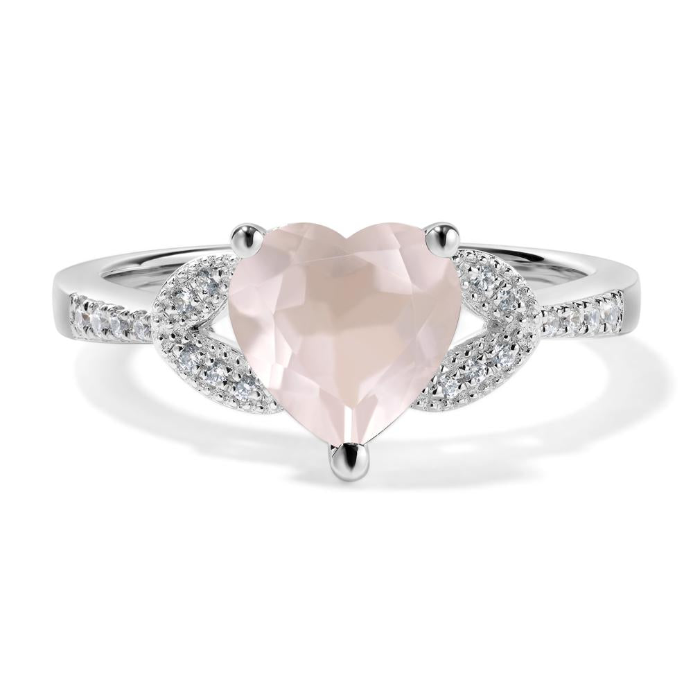 Heart Shaped Rose Quartz Engagement Ring - LUO Jewelry #metal_14k white gold
