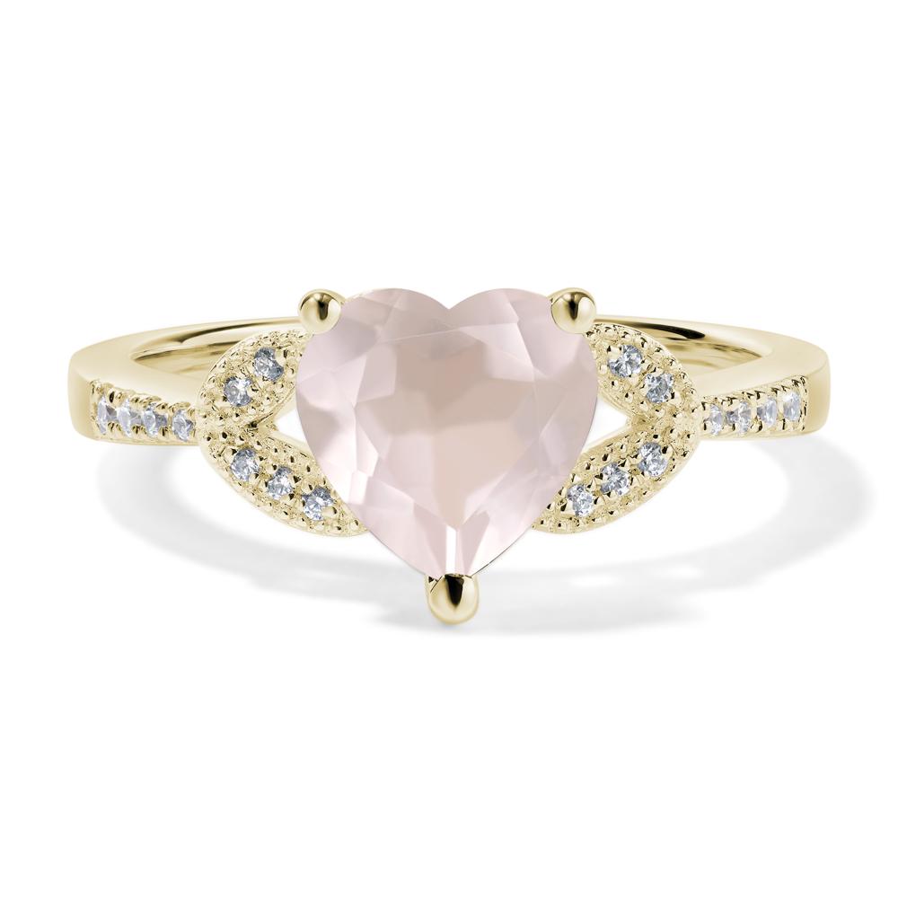 Heart Shaped Rose Quartz Engagement Ring - LUO Jewelry #metal_14k yellow gold