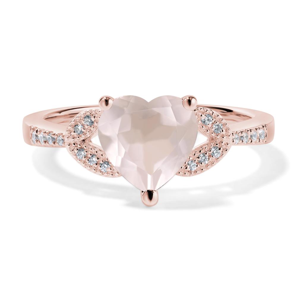 Heart Shaped Rose Quartz Engagement Ring - LUO Jewelry #metal_18k rose gold