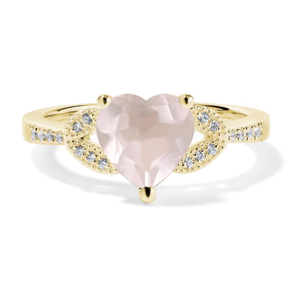 Heart Shaped Rose Quartz Engagement Ring - LUO Jewelry #metal_18k yellow gold