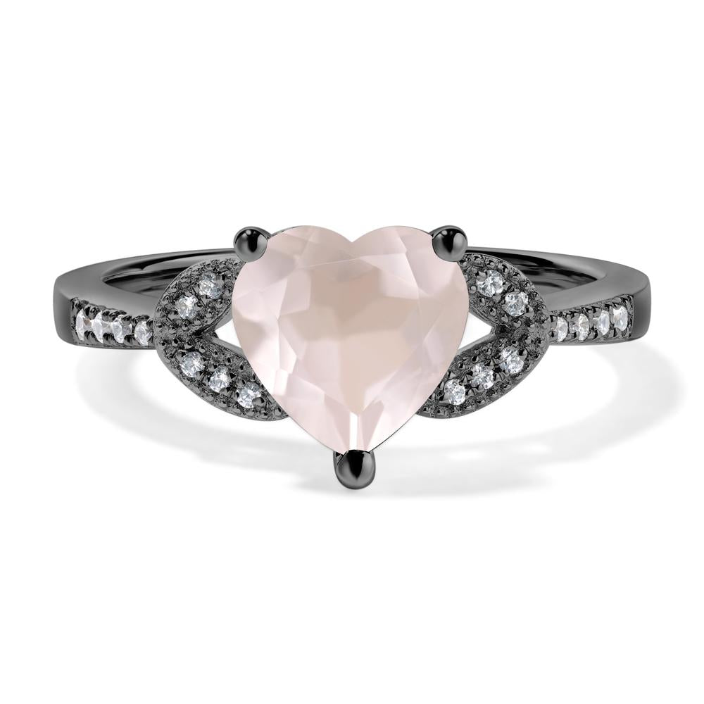 Heart Shaped Rose Quartz Engagement Ring - LUO Jewelry #metal_black finish sterling silver