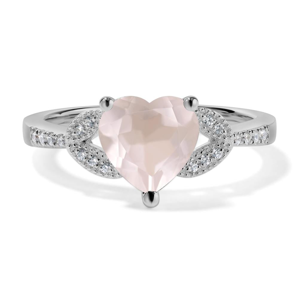 Heart Shaped Rose Quartz Engagement Ring - LUO Jewelry #metal_platinum