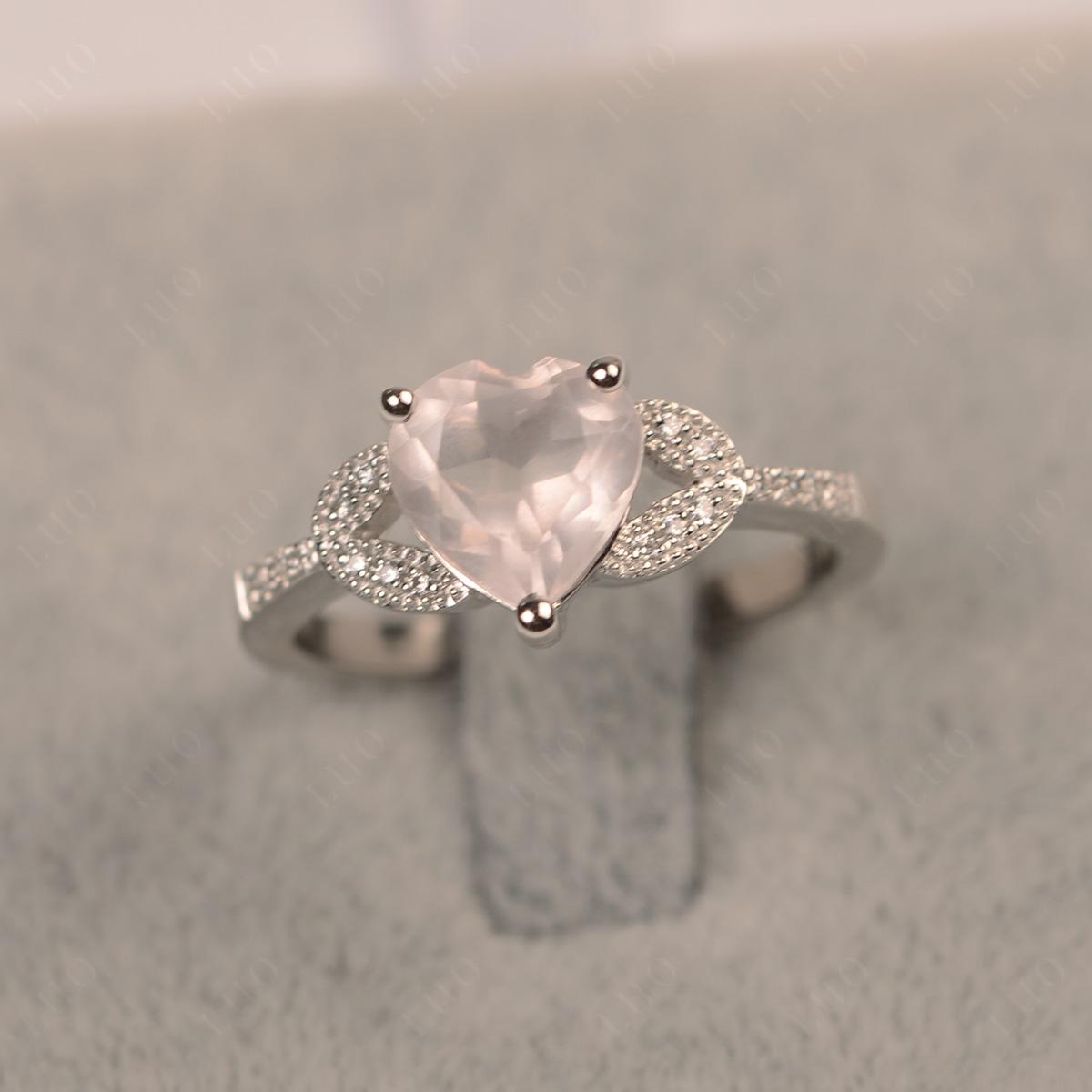 Heart Shaped Rose Quartz Engagement Ring - LUO Jewelry