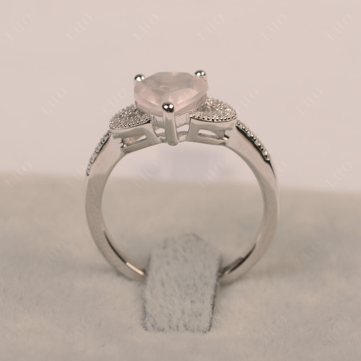 Heart Shaped Rose Quartz Engagement Ring - LUO Jewelry