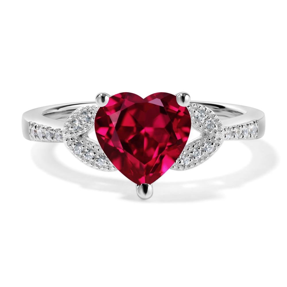 Heart Shaped Lab Grown Ruby Engagement Ring - LUO Jewelry #metal_14k white gold