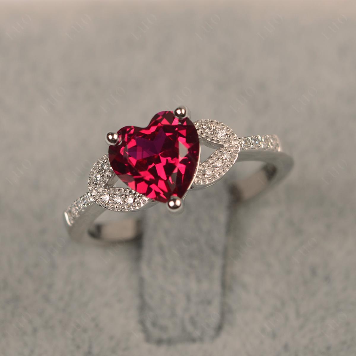 Heart Shaped Lab Grown Ruby Engagement Ring - LUO Jewelry