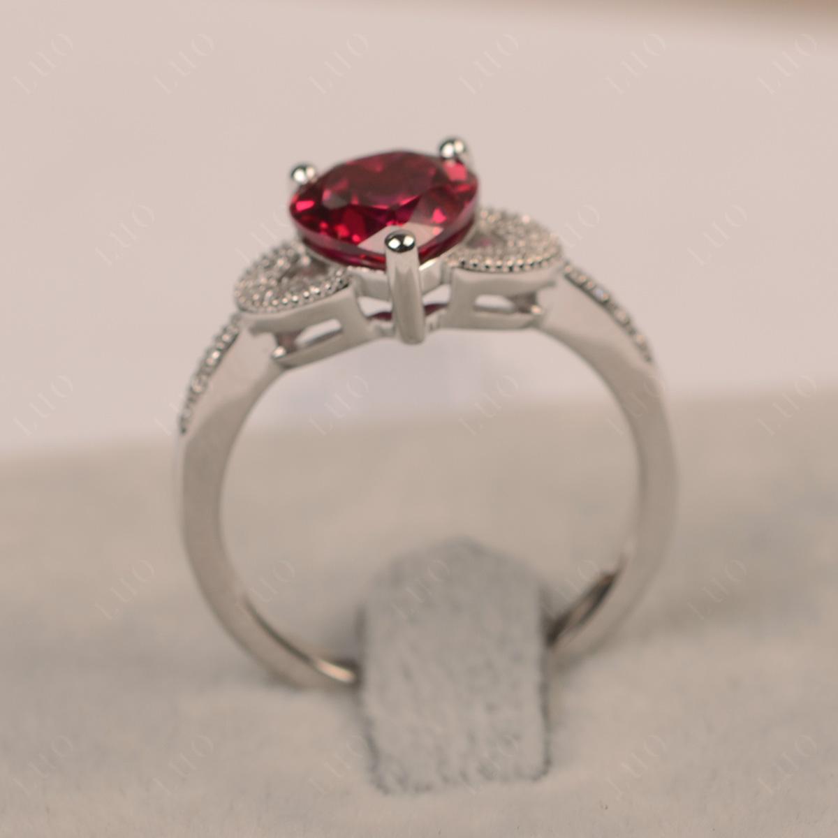 Heart Shaped Lab Grown Ruby Engagement Ring - LUO Jewelry