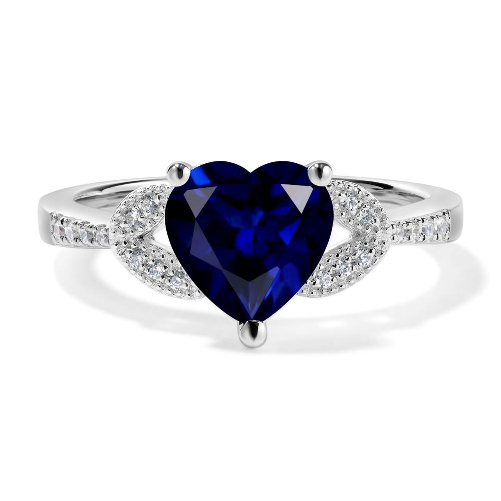 Heart Shaped Sapphire Engagement Ring - LUO Jewelry #metal_14k white gold