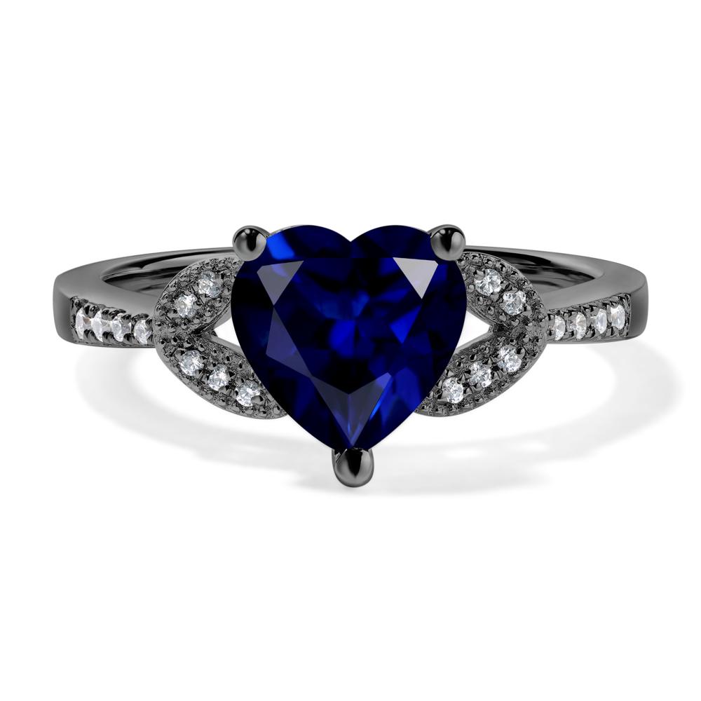 Heart Shaped Sapphire Engagement Ring - LUO Jewelry #metal_black finish sterling silver
