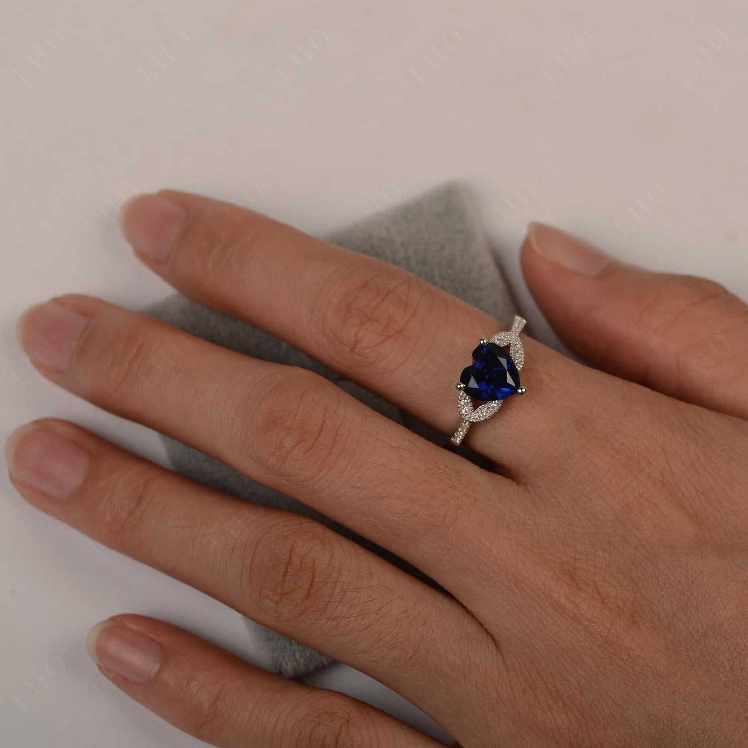 Heart Shaped Sapphire Engagement Ring - LUO Jewelry