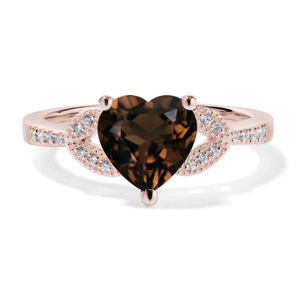 Heart Shaped Smoky Quartz Engagement Ring - LUO Jewelry #metal_14k rose gold