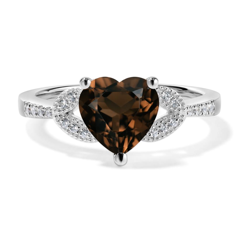 Heart Shaped Smoky Quartz Engagement Ring - LUO Jewelry #metal_14k white gold