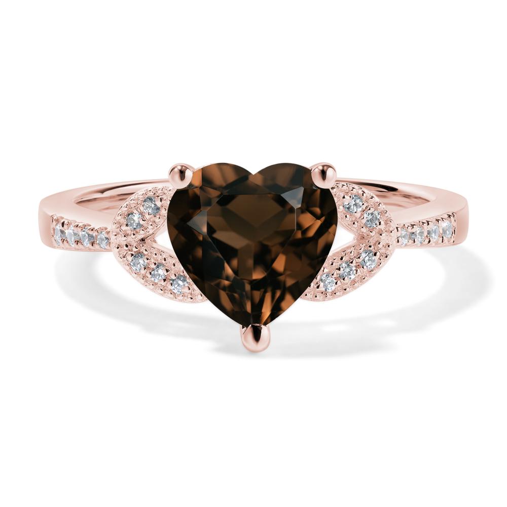 Heart Shaped Smoky Quartz Engagement Ring - LUO Jewelry #metal_18k rose gold