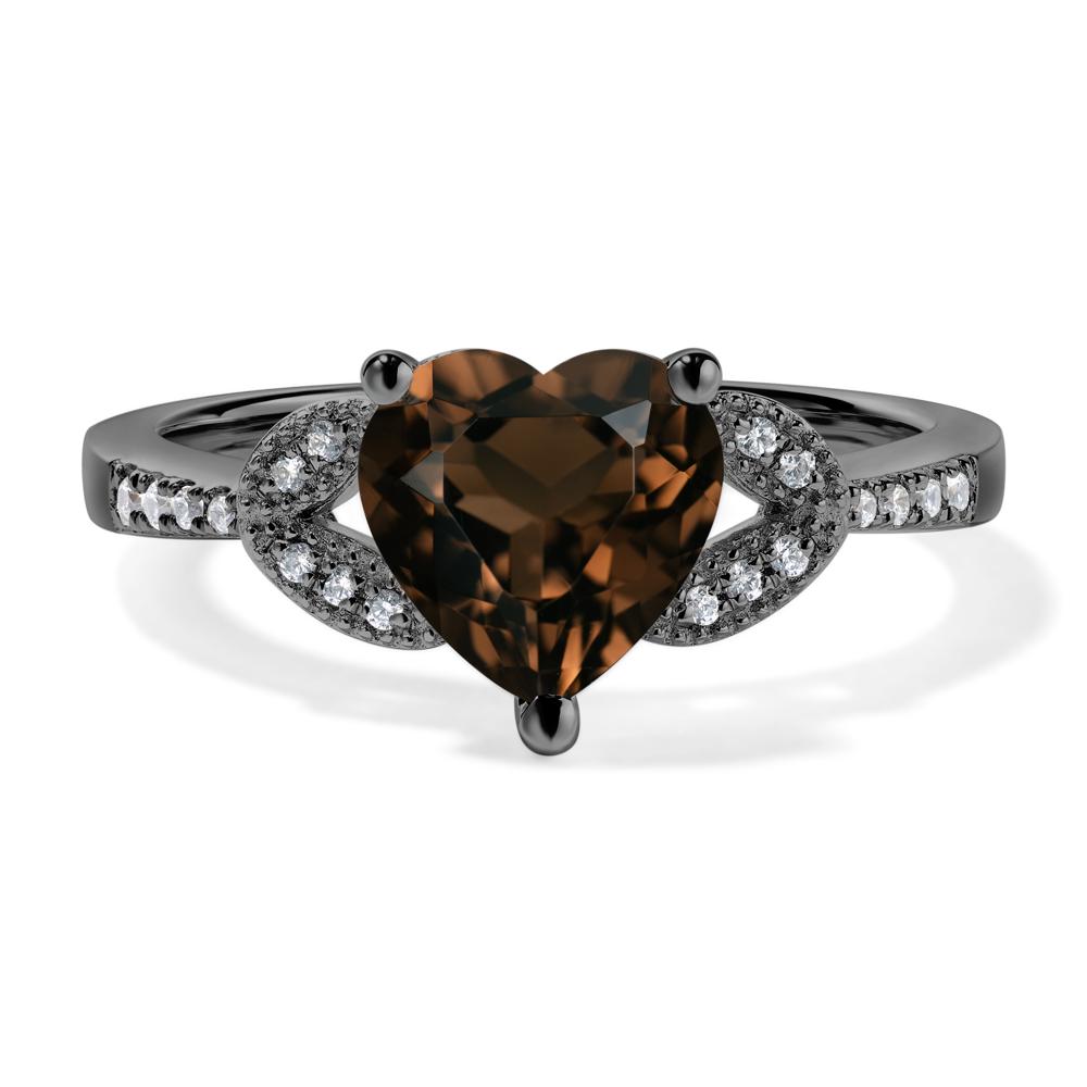 Heart Shaped Smoky Quartz Engagement Ring - LUO Jewelry #metal_black finish sterling silver