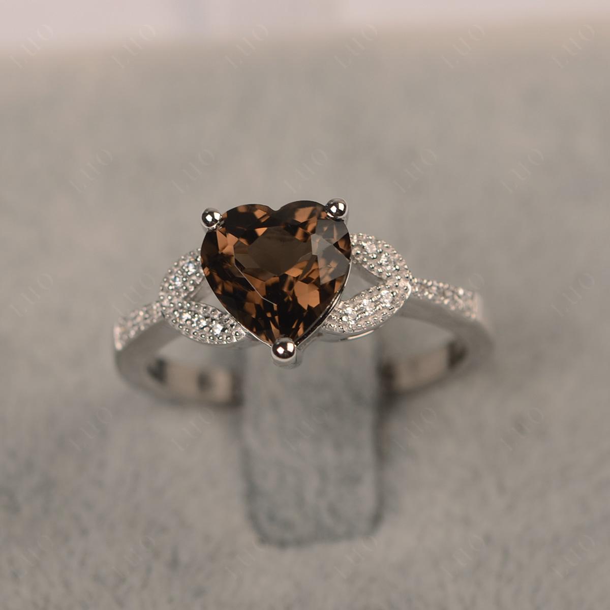 Heart Shaped Smoky Quartz Engagement Ring - LUO Jewelry