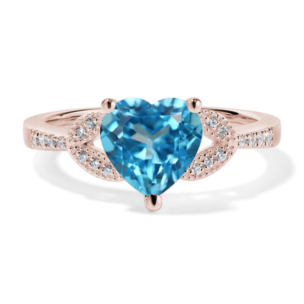 Heart Shaped Swiss Blue Topaz Engagement Ring - LUO Jewelry #metal_14k rose gold