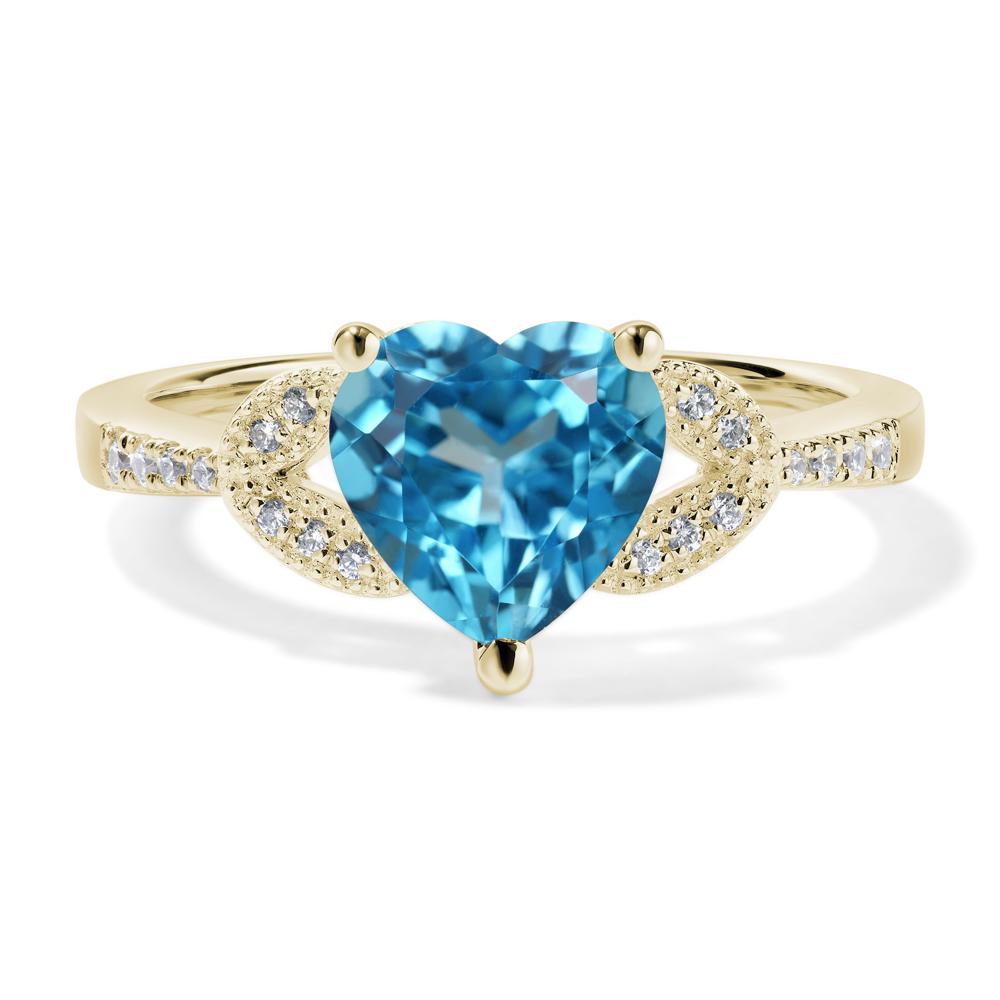 Heart Shaped Swiss Blue Topaz Engagement Ring - LUO Jewelry #metal_14k yellow gold