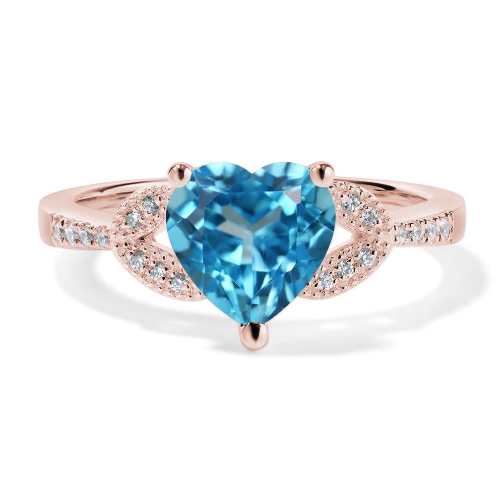 Heart Shaped Swiss Blue Topaz Engagement Ring - LUO Jewelry #metal_18k rose gold