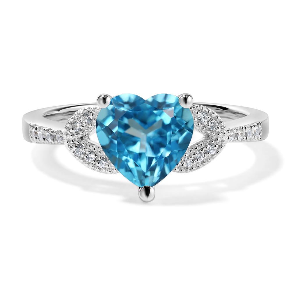 Heart Shaped Swiss Blue Topaz Engagement Ring - LUO Jewelry #metal_18k white gold