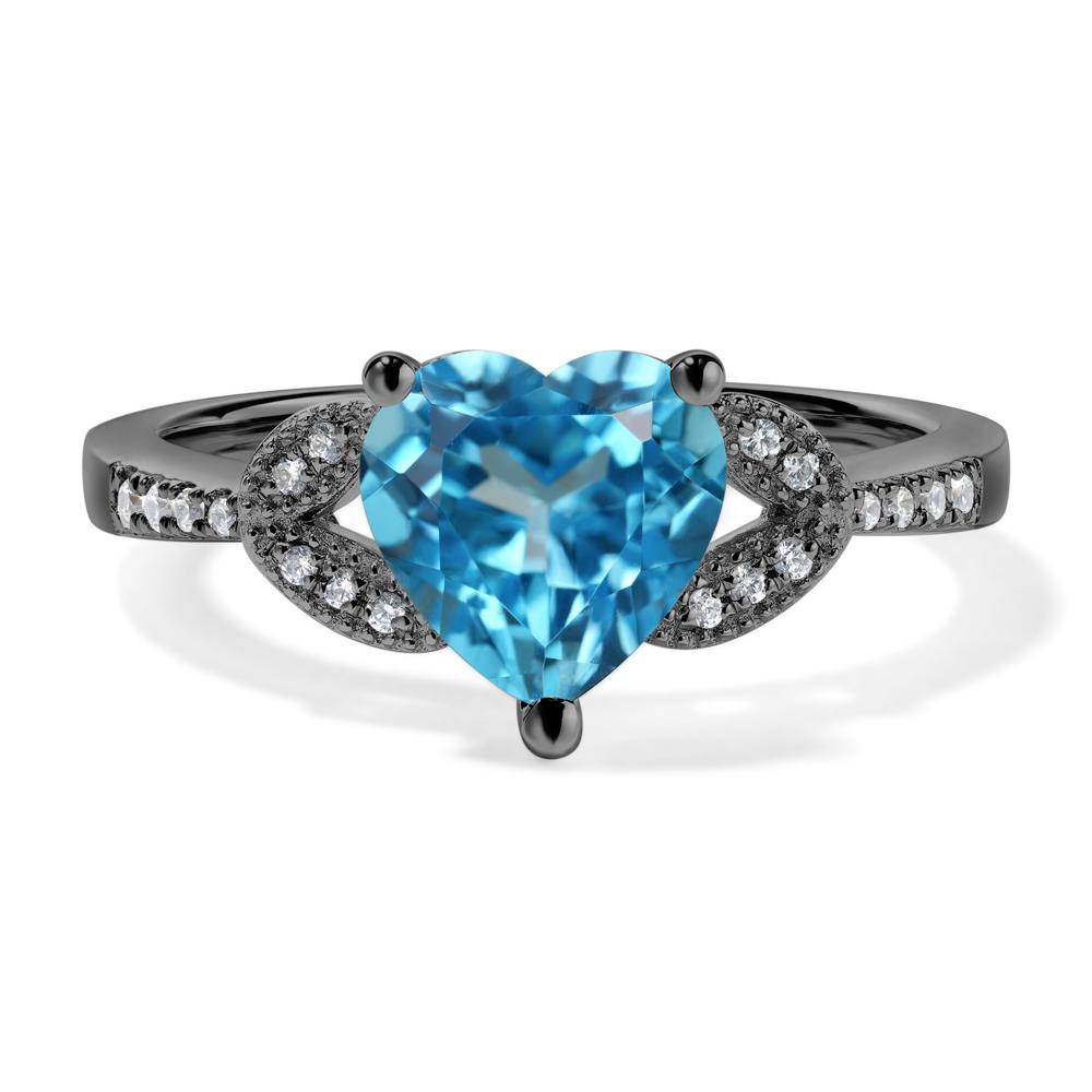 Heart Shaped Swiss Blue Topaz Engagement Ring - LUO Jewelry #metal_black finish sterling silver
