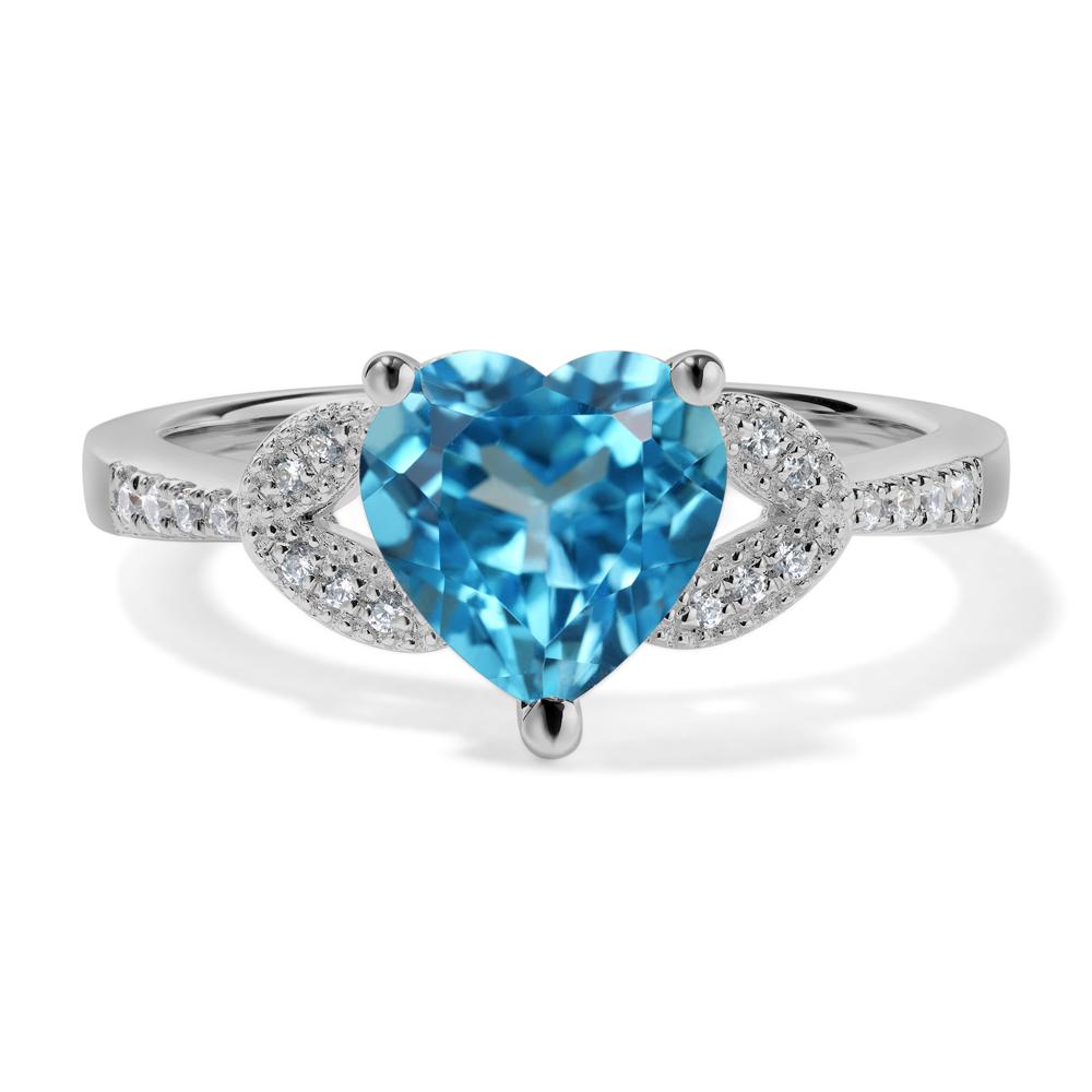 Heart Shaped Swiss Blue Topaz Engagement Ring - LUO Jewelry #metal_platinum