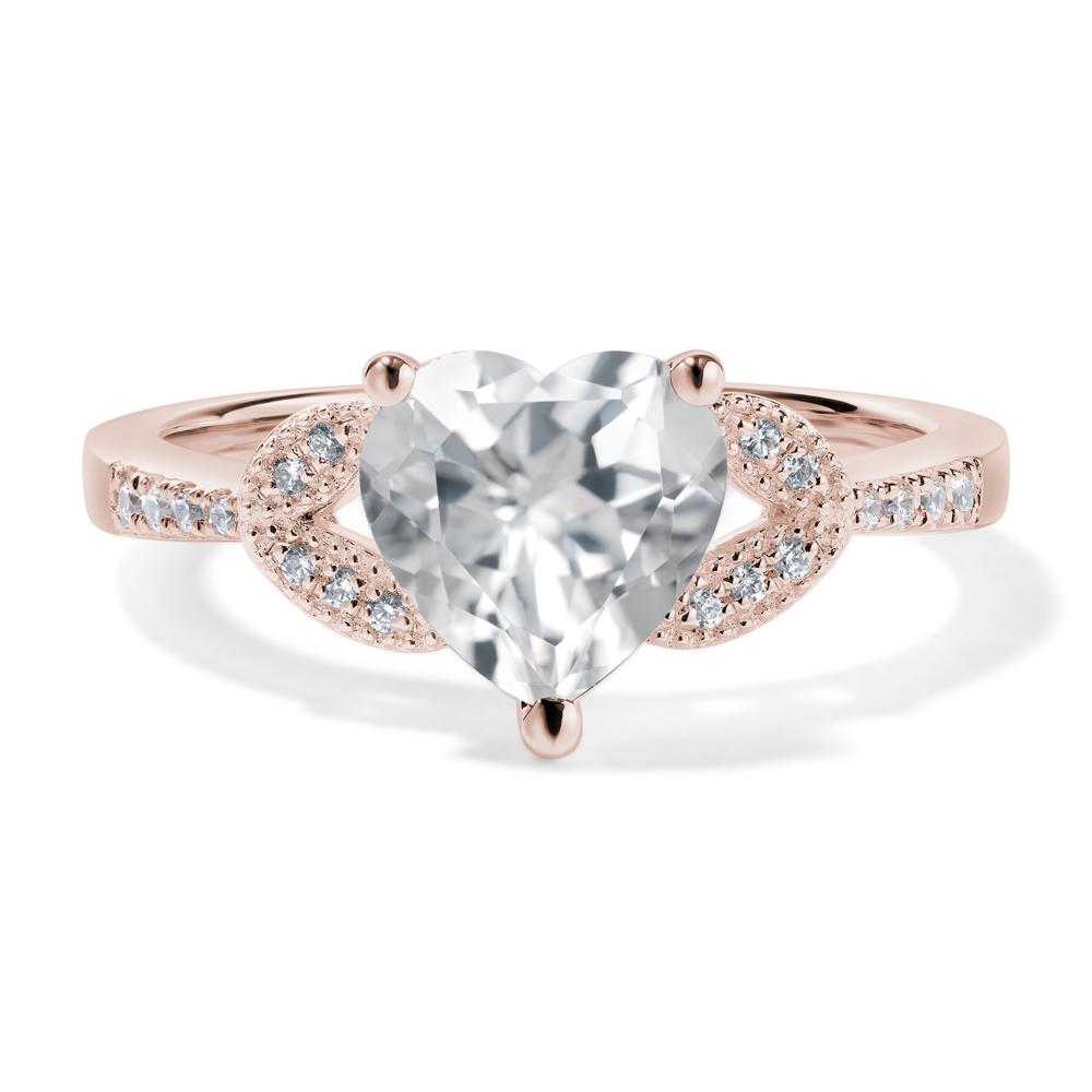 Heart Shaped White Topaz Engagement Ring - LUO Jewelry #metal_14k rose gold