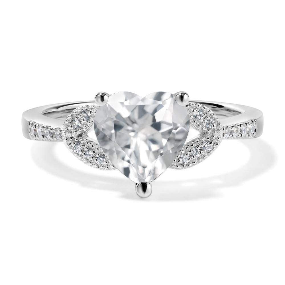 Heart Shaped White Topaz Engagement Ring - LUO Jewelry #metal_14k white gold