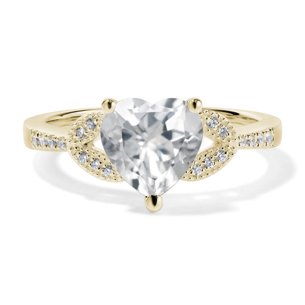 Heart Shaped White Topaz Engagement Ring - LUO Jewelry #metal_14k yellow gold