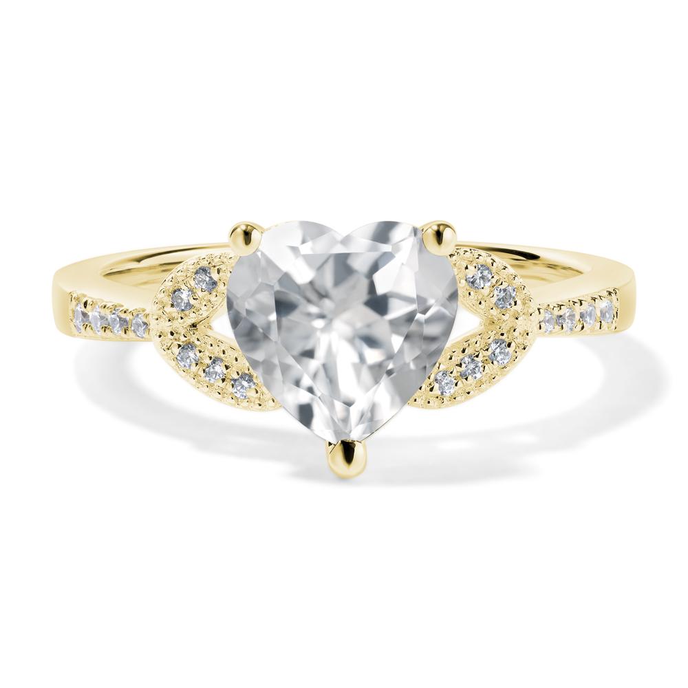 Heart Shaped White Topaz Engagement Ring - LUO Jewelry #metal_18k yellow gold