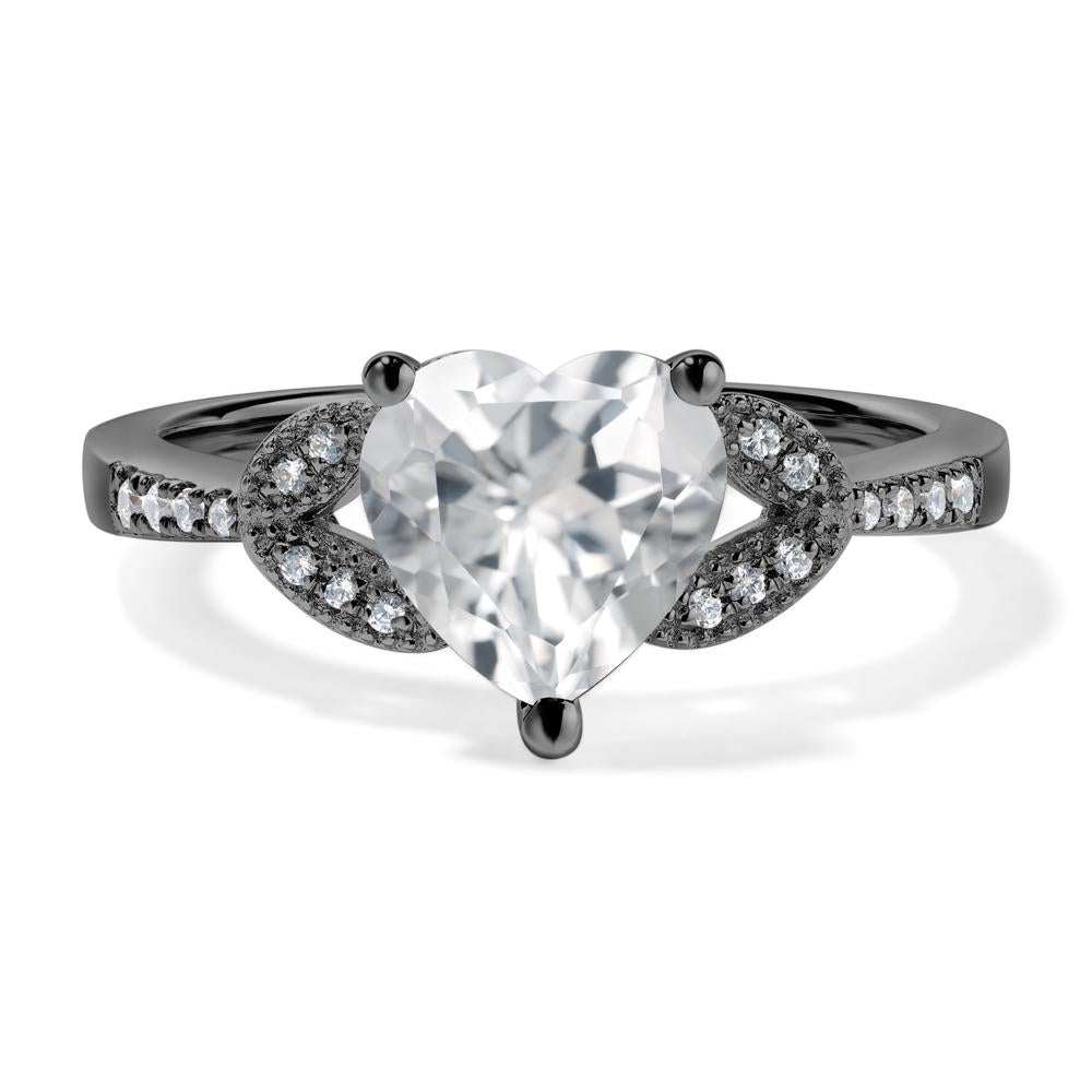 Heart Shaped White Topaz Engagement Ring - LUO Jewelry #metal_black finish sterling silver