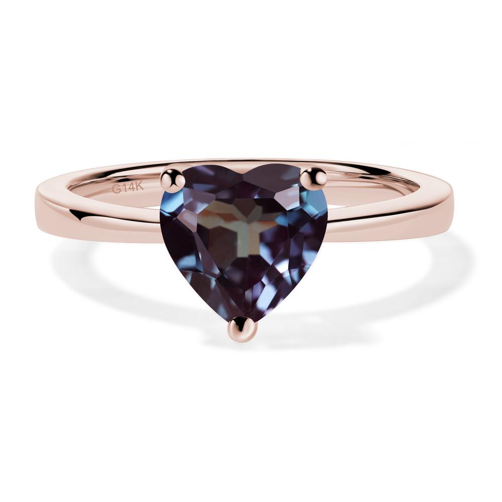 Heart Shaped Lab Created Alexandrite Solitaire Ring - LUO Jewelry #metal_14k rose gold