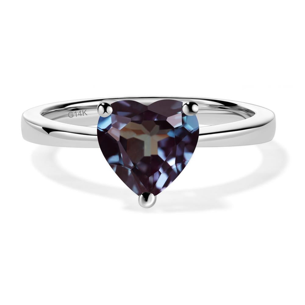 Heart Shaped Lab Created Alexandrite Solitaire Ring - LUO Jewelry #metal_14k white gold