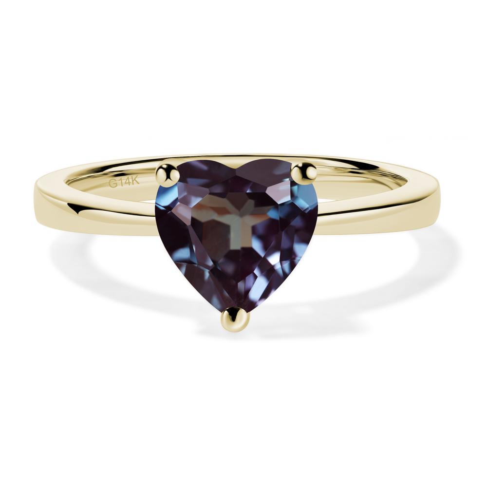 Heart Shaped Lab Created Alexandrite Solitaire Ring - LUO Jewelry #metal_14k yellow gold