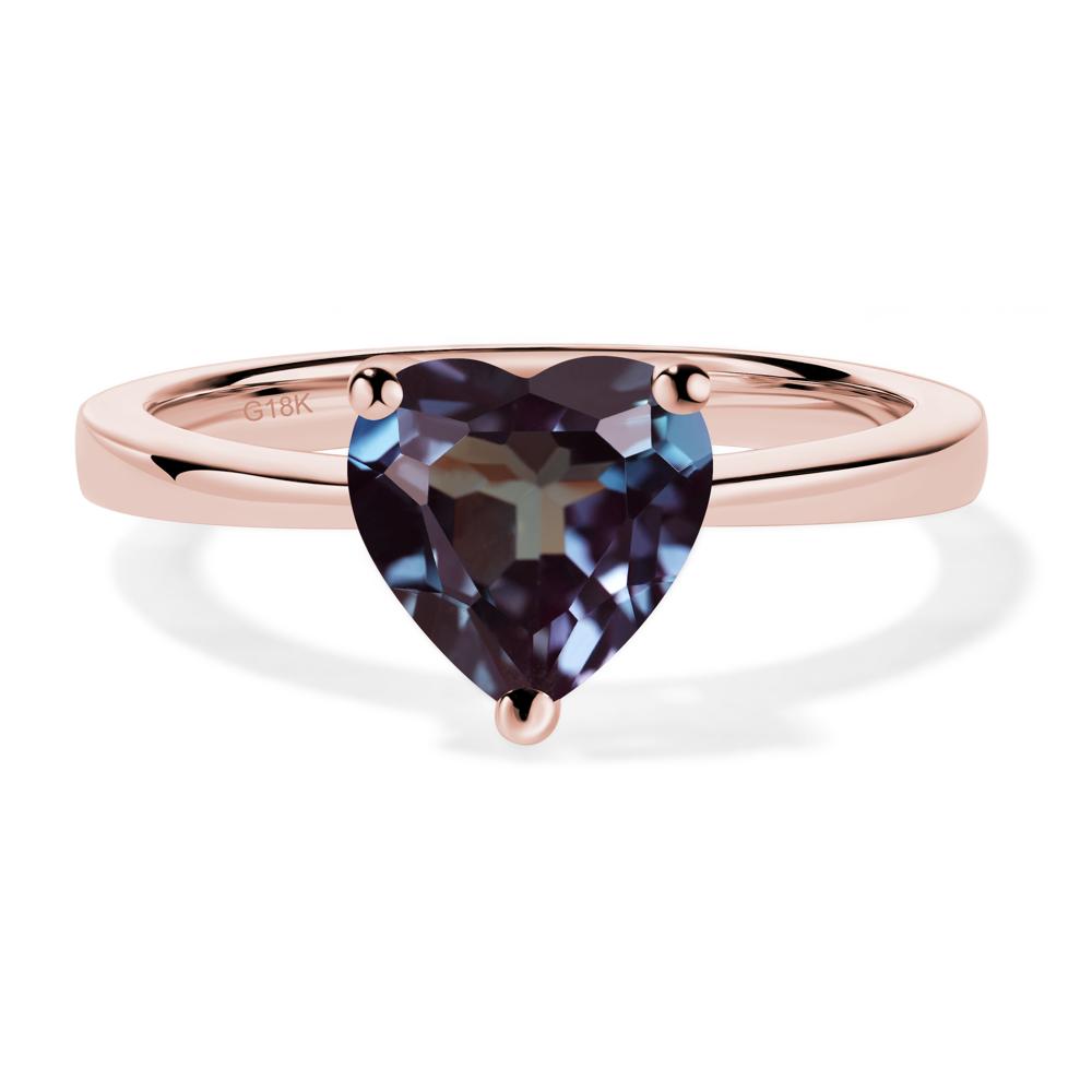Heart Shaped Lab Created Alexandrite Solitaire Ring - LUO Jewelry #metal_18k rose gold