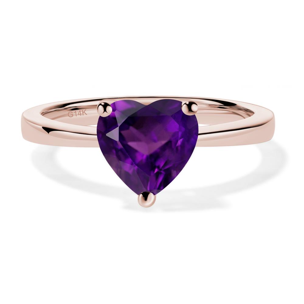 Heart Shaped Amethyst Solitaire Ring - LUO Jewelry #metal_14k rose gold