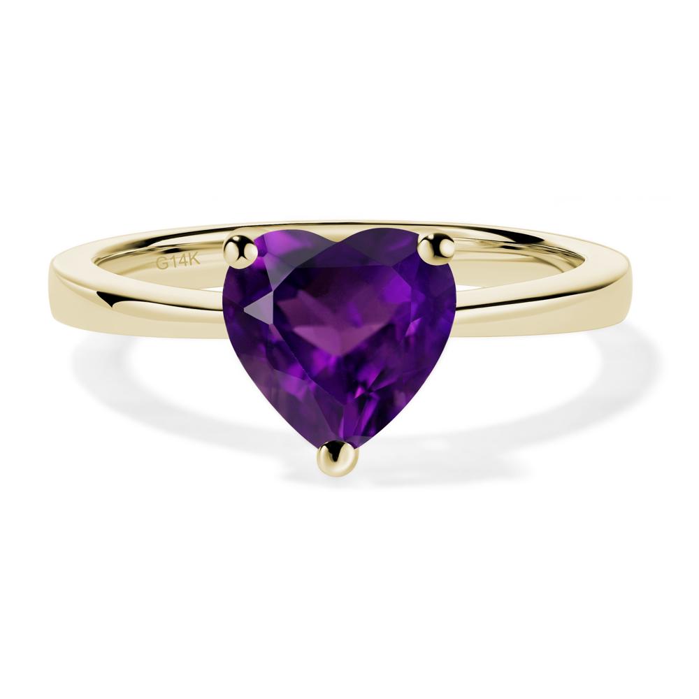 Heart Shaped Amethyst Solitaire Ring - LUO Jewelry #metal_14k yellow gold