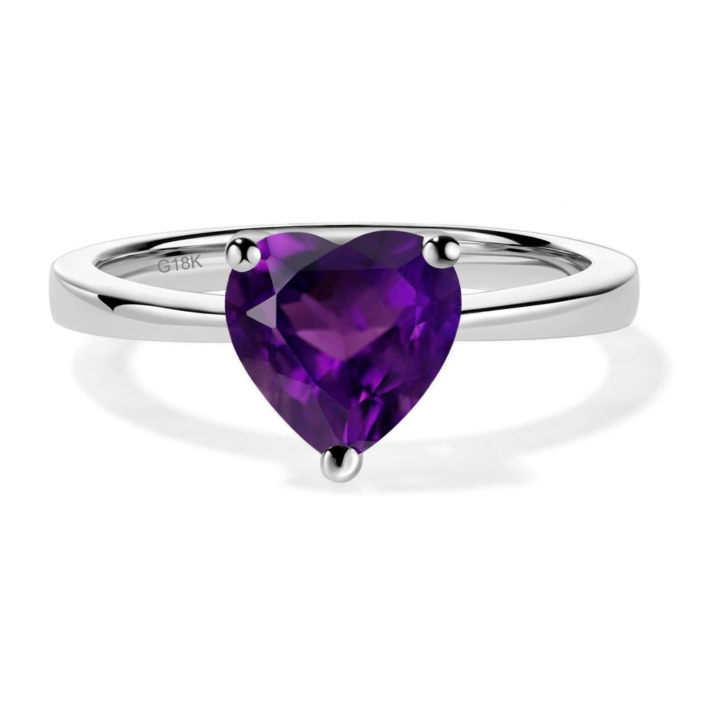 Heart Shaped Amethyst Solitaire Ring - LUO Jewelry #metal_18k white gold