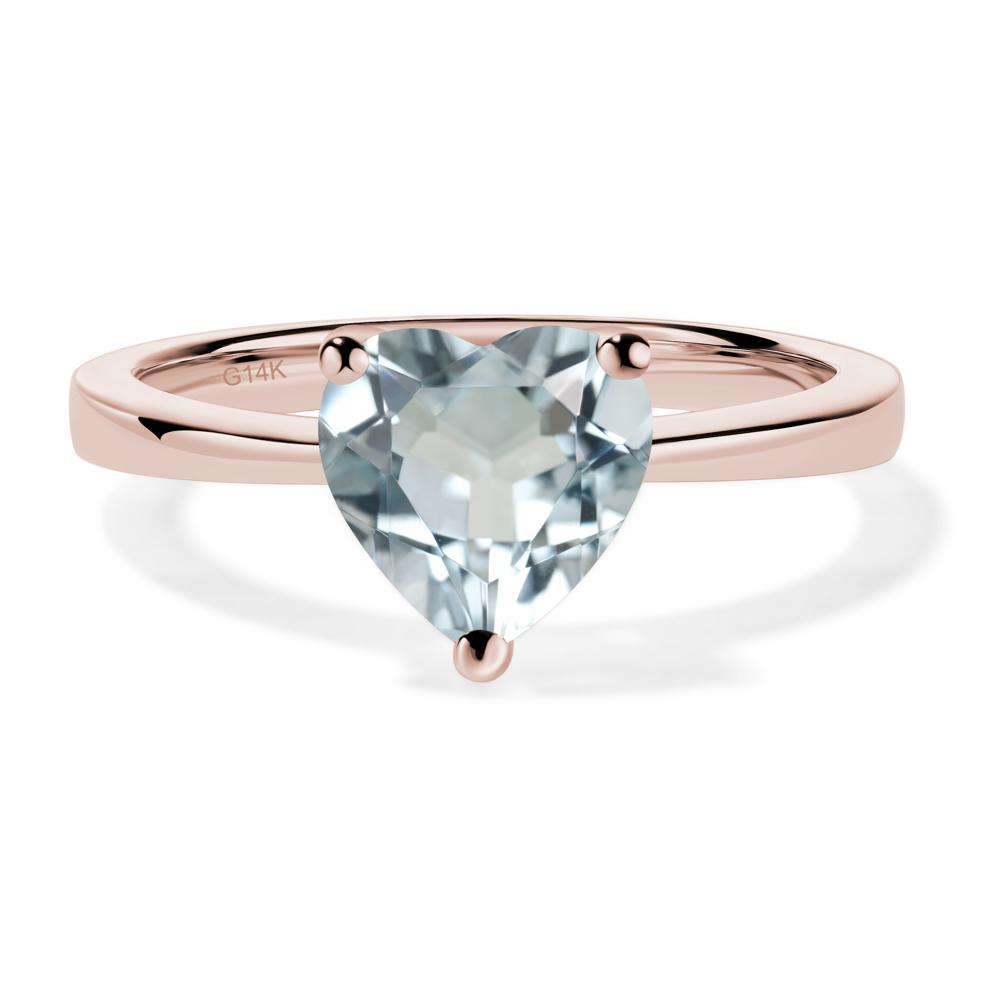 Heart Shaped Aquamarine Solitaire Ring - LUO Jewelry #metal_14k rose gold