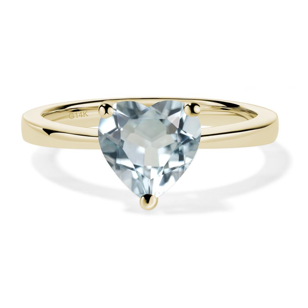 Heart Shaped Aquamarine Solitaire Ring - LUO Jewelry #metal_14k yellow gold