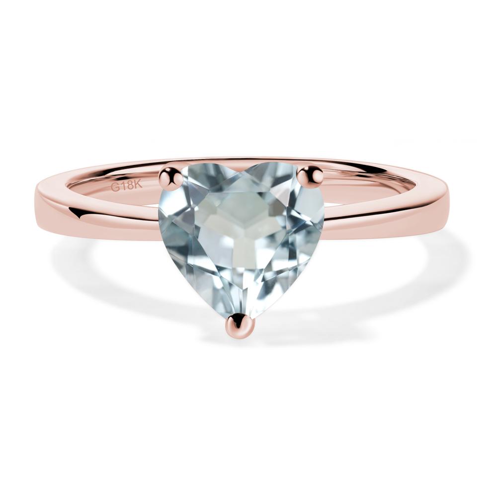 Heart Shaped Aquamarine Solitaire Ring - LUO Jewelry #metal_18k rose gold