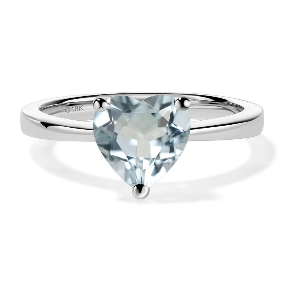 Heart Shaped Aquamarine Solitaire Ring - LUO Jewelry #metal_18k white gold