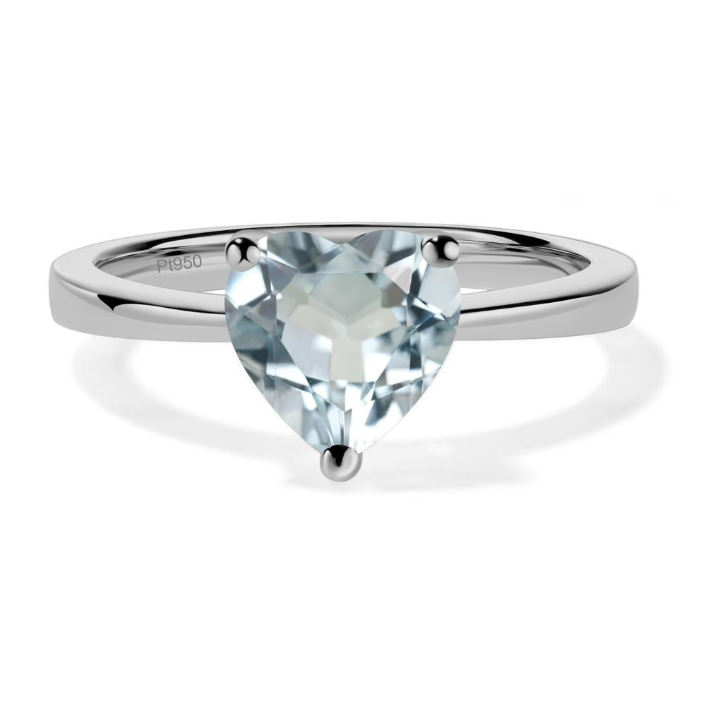 Heart Shaped Aquamarine Solitaire Ring - LUO Jewelry #metal_platinum