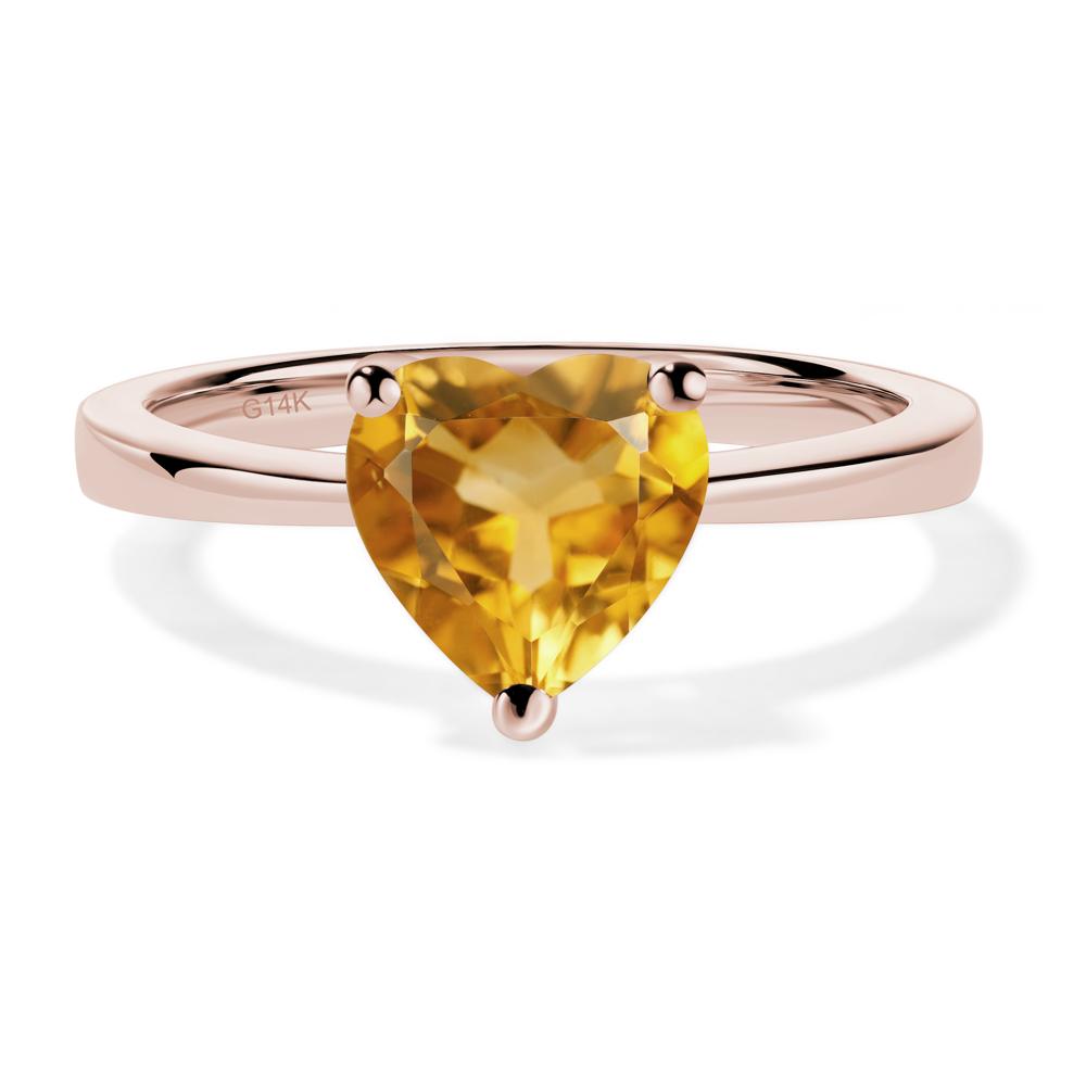 Heart Shaped Citrine Solitaire Ring - LUO Jewelry #metal_14k rose gold