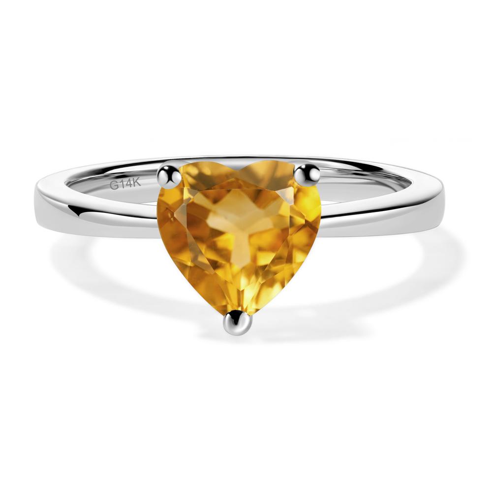 Heart Shaped Citrine Solitaire Ring - LUO Jewelry #metal_14k white gold